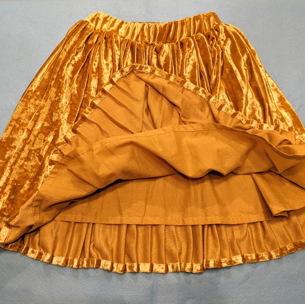Girls Golden Velvet Skirt